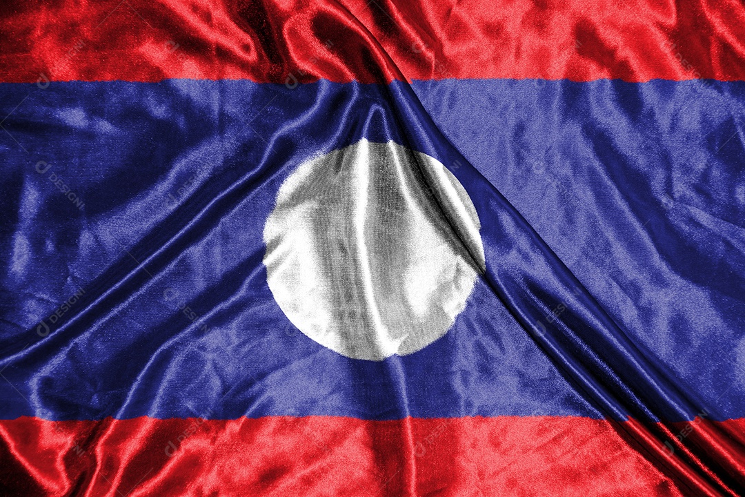 bandeira de pano do laos Bandeira de cetim Tecido ondulado Textura da bandeira