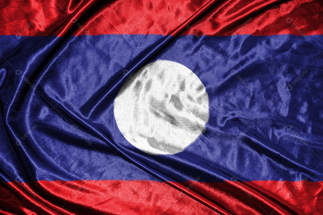 bandeira de pano do laos Bandeira de cetim Tecido ondulado Textura da bandeira