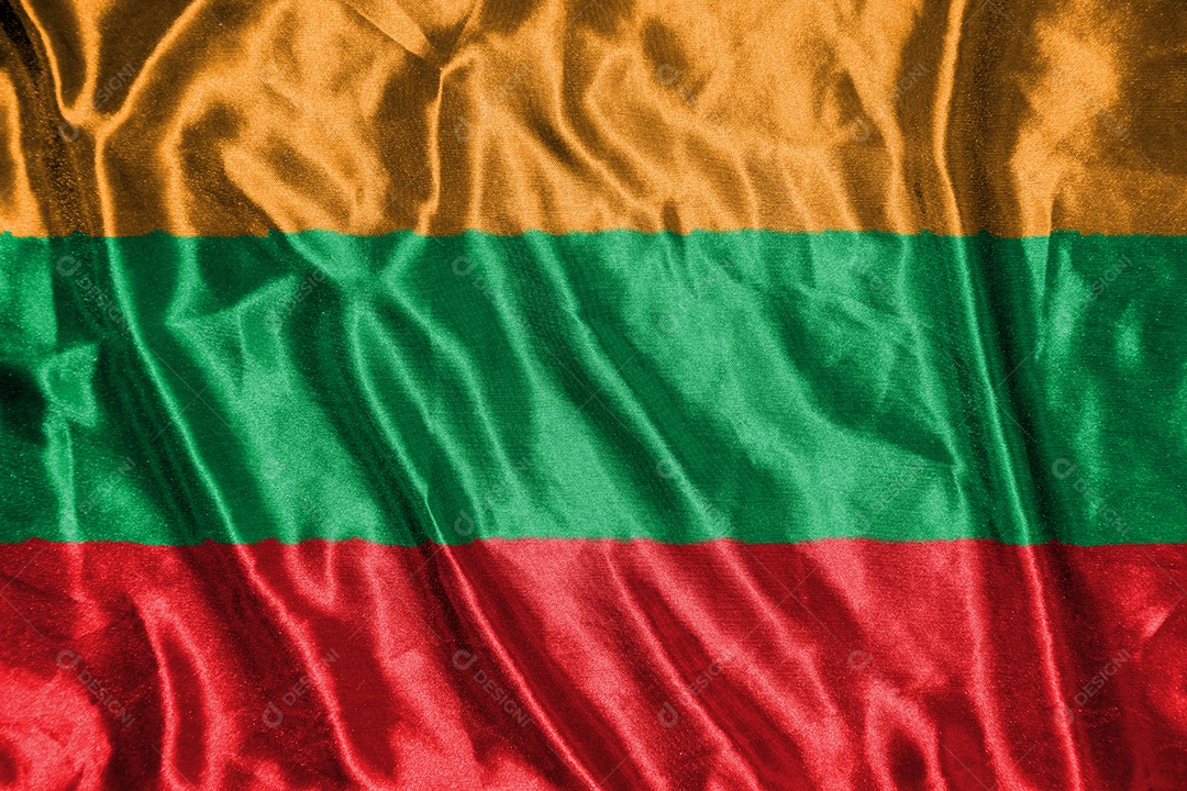 bandeira de pano lituânia Bandeira de cetim Tecido ondulado Textura da bandeira