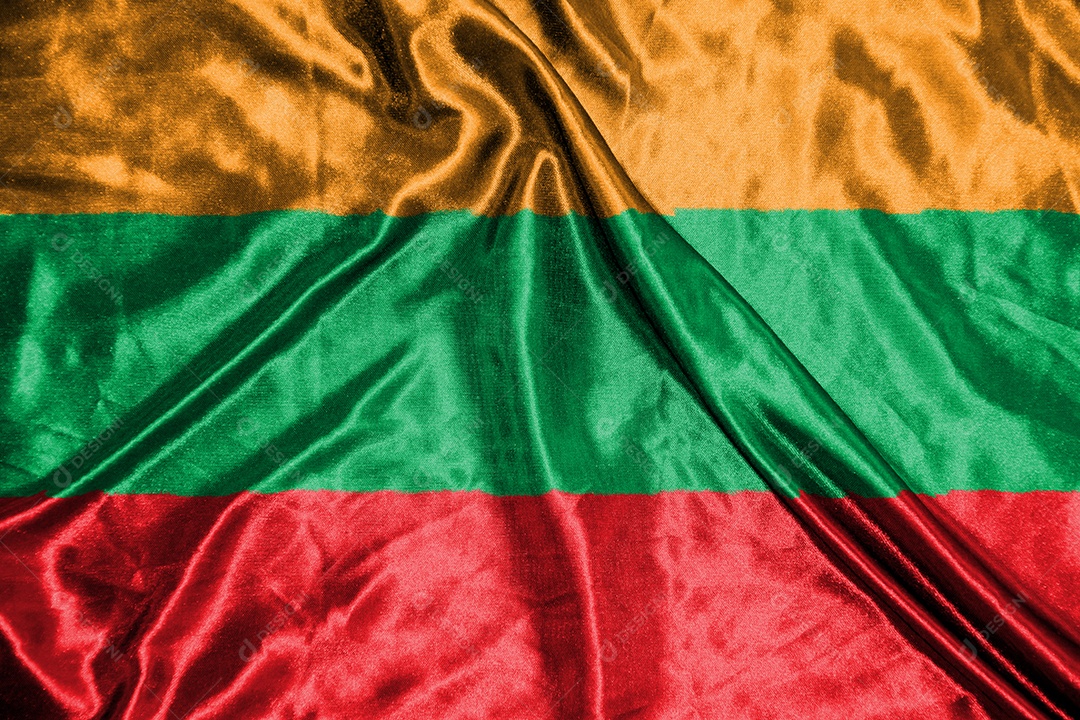 bandeira de pano lituânia Bandeira de cetim Tecido ondulado Textura da bandeira