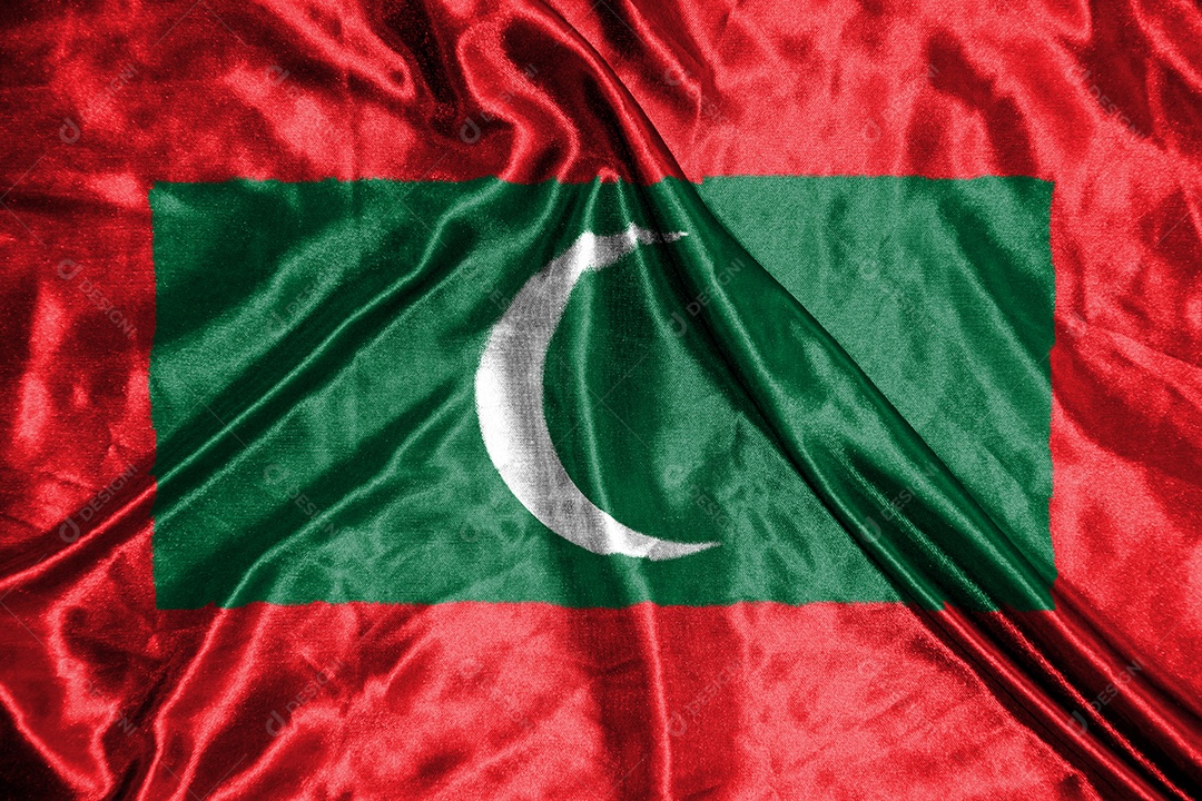 bandeira de pano maldivas Bandeira de cetim Tecido acenando Textura da bandeira