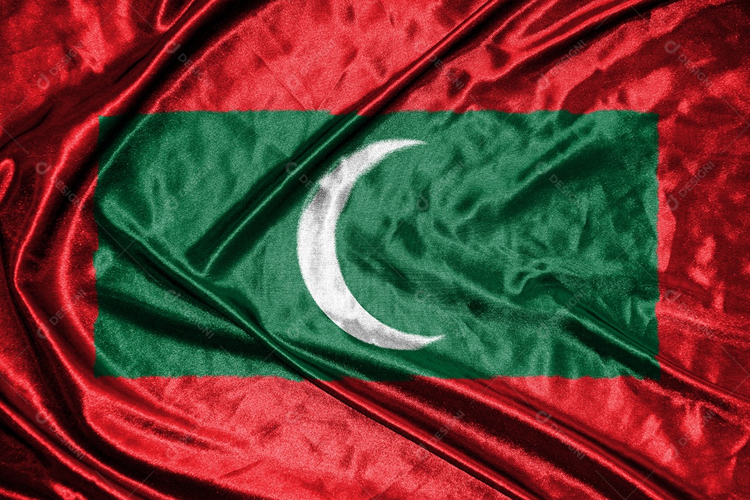 bandeira de pano maldivas Bandeira de cetim Tecido acenando Textura da bandeira