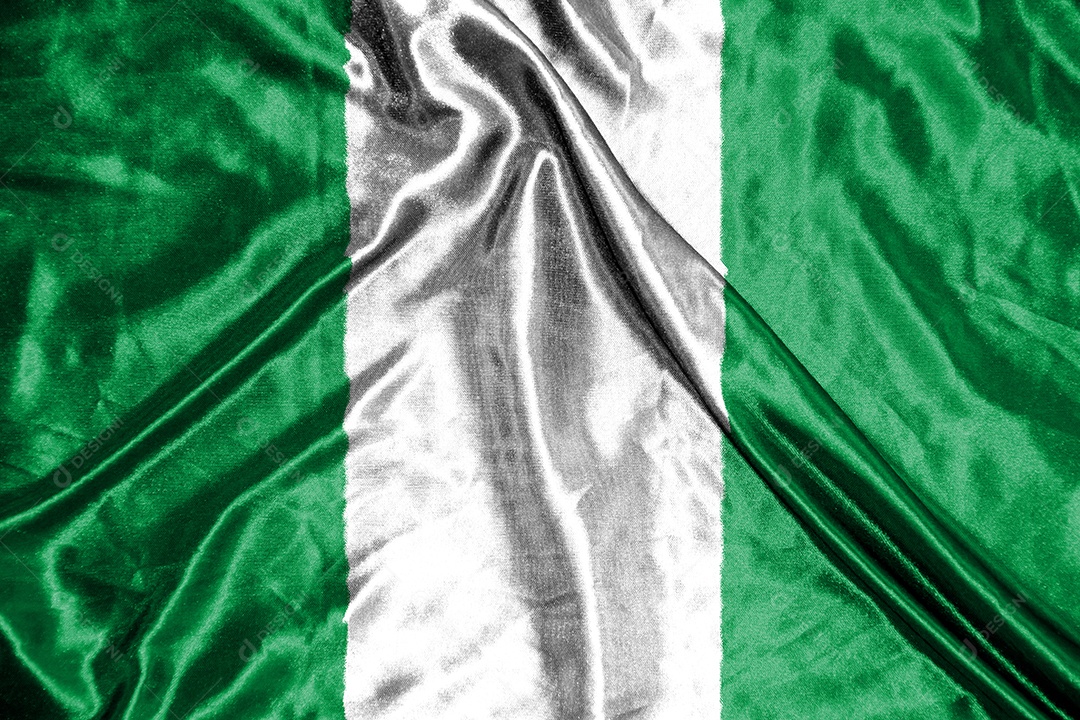 bandeira de pano da nigéria Bandeira de cetim Tecido acenando Textura da bandeira