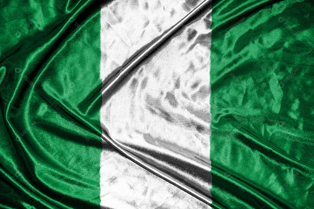 bandeira de pano da nigéria Bandeira de cetim Tecido acenando Textura da bandeira