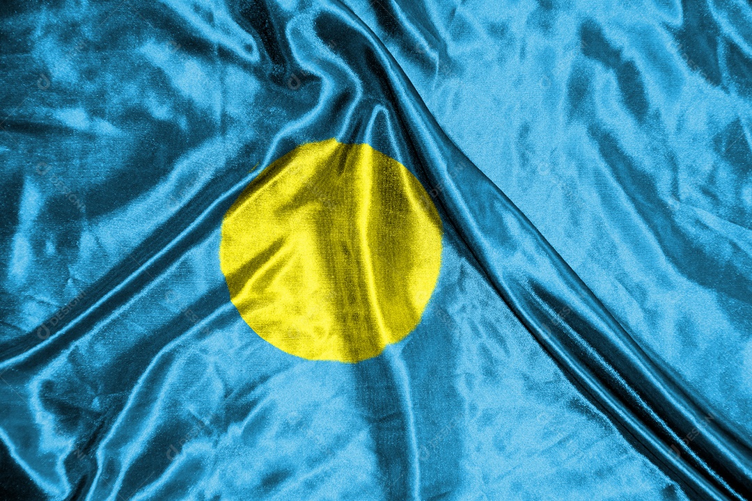 bandeira de pano palau Bandeira de cetim Tecido ondulado Textura da bandeira