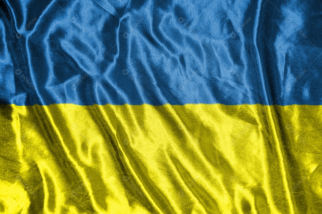 bandeira de pano da ucrânia Bandeira de cetim Tecido acenando Textura da bandeira