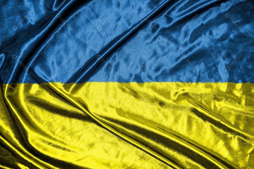 bandeira de pano da ucrânia Bandeira de cetim Tecido acenando Textura da bandeira