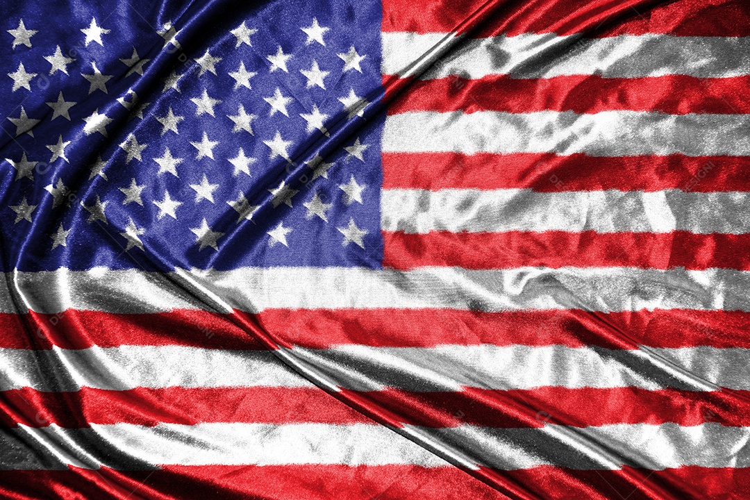 Bandeira de pano dos Estados Unidos da América Bandeira de cetim Textura de tecido acenando da bandeira