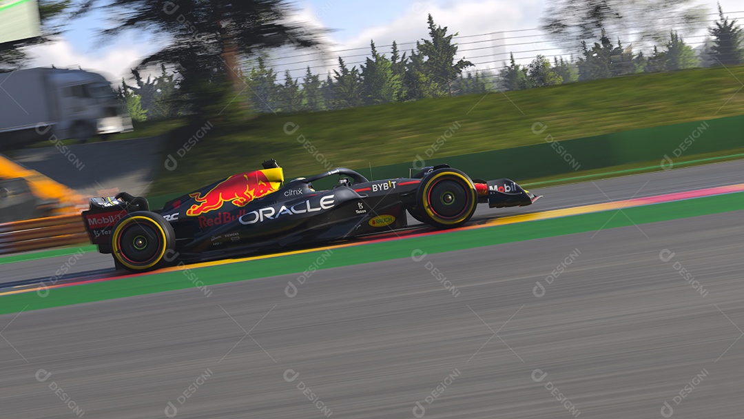 Ilustração 3D do Red Bull F1 São Paulo, Brasil.