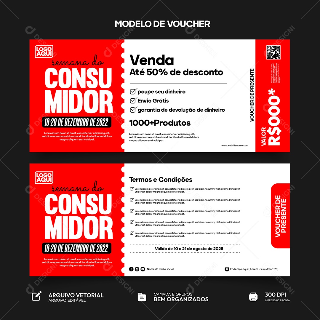 Modelo de Comprovante Voucher Vetor EPS