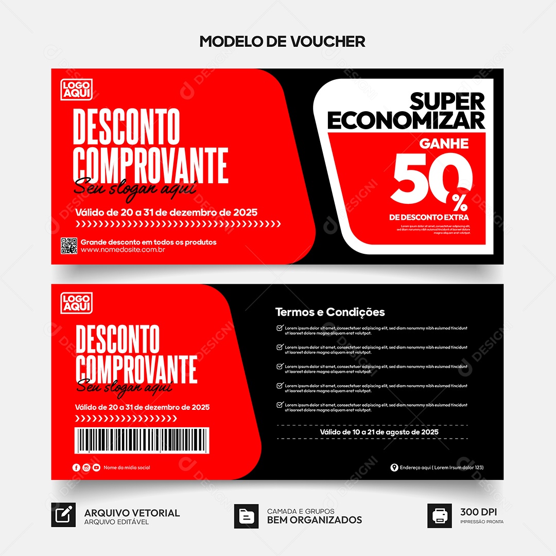 Modelo de Comprovante Voucher Vetor EPS