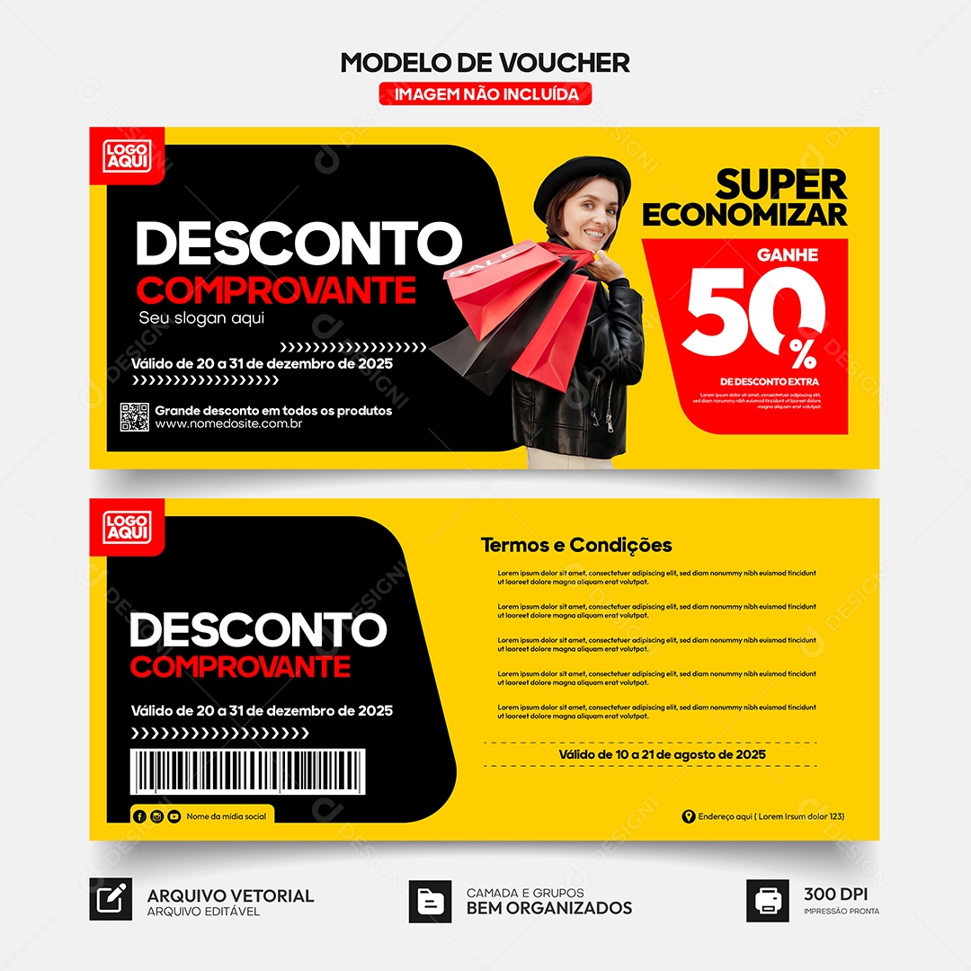 Modelo de Comprovante Voucher Vetor EPS