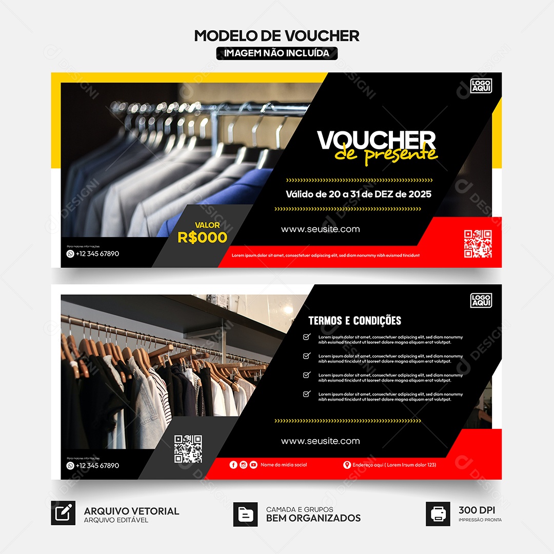 Modelo de Comprovante Voucher de Presente Vetor EPS