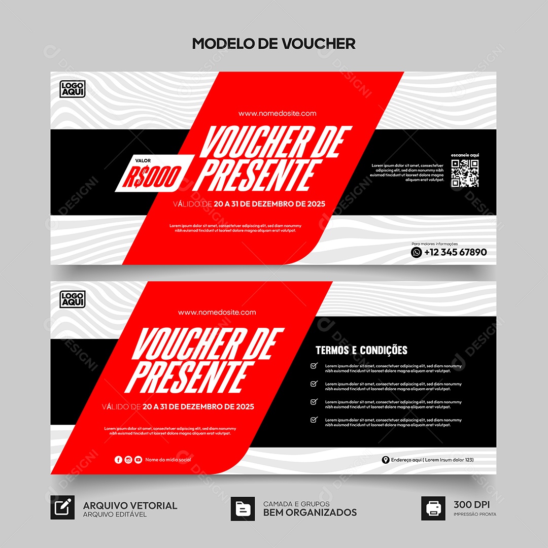 Modelo de Comprovante Voucher de Presente Vetor EPS