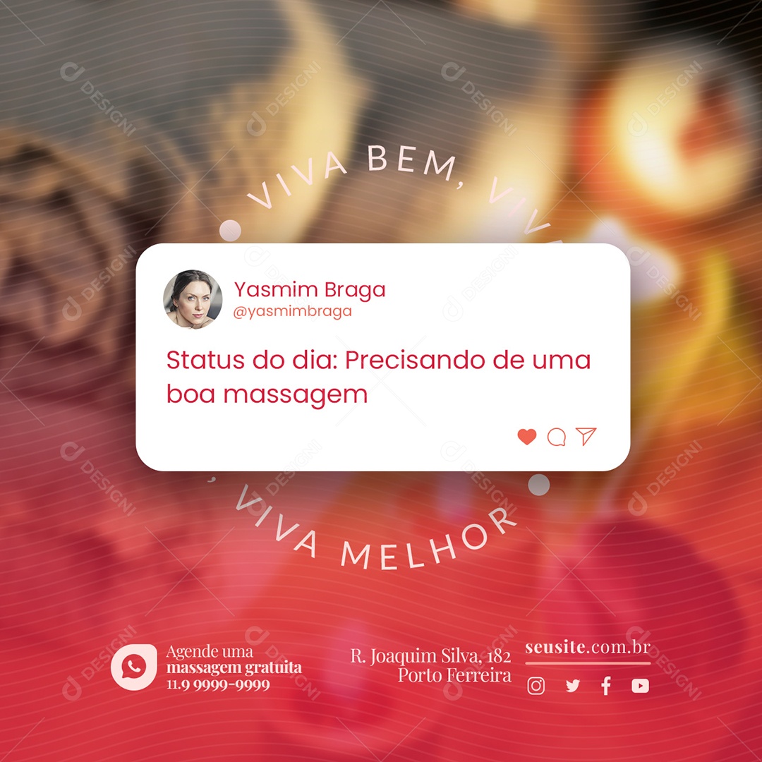 Status do dia precisando de uma boa massagem Massoterapia Social Media PSD Editável