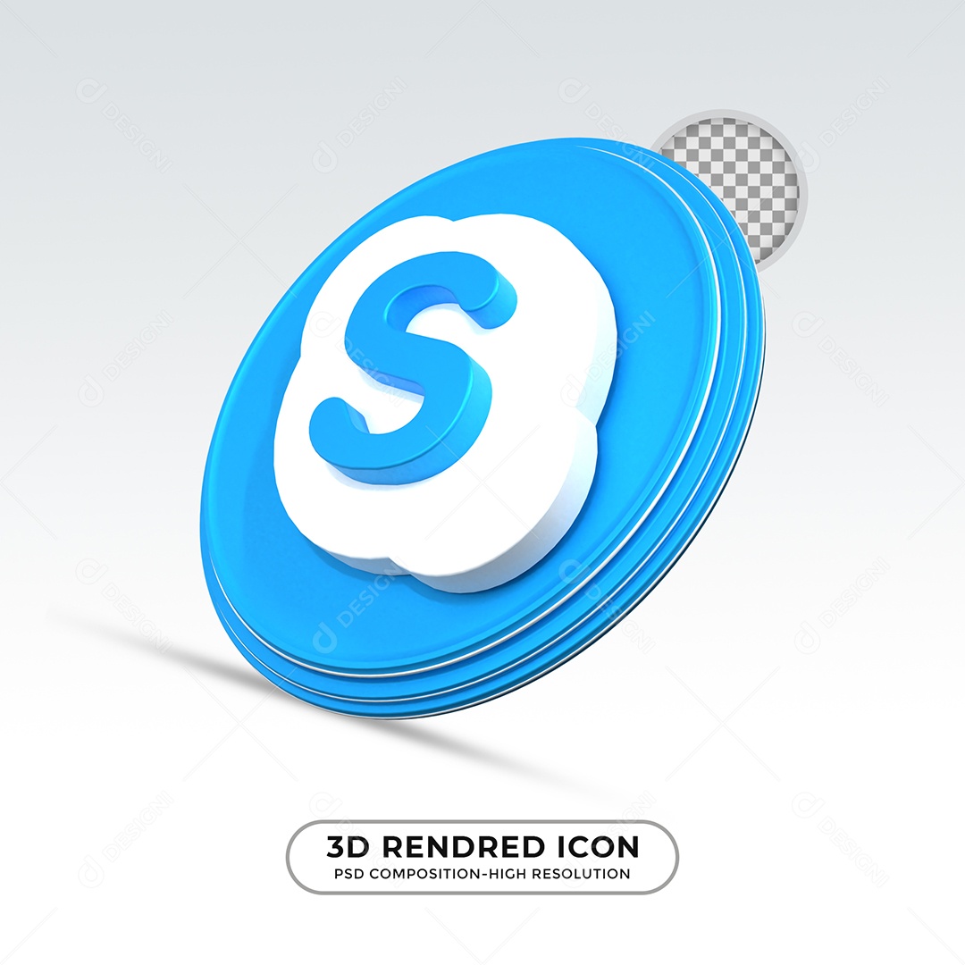Ícone 3D Skype Para Composição PSD