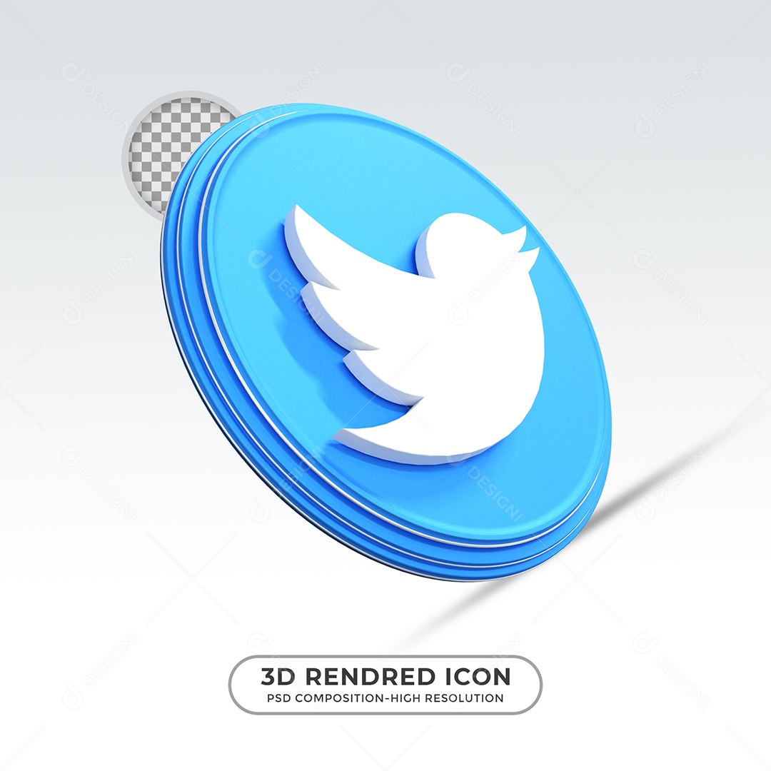 Elemento 3D Twitter Para Composição PSD