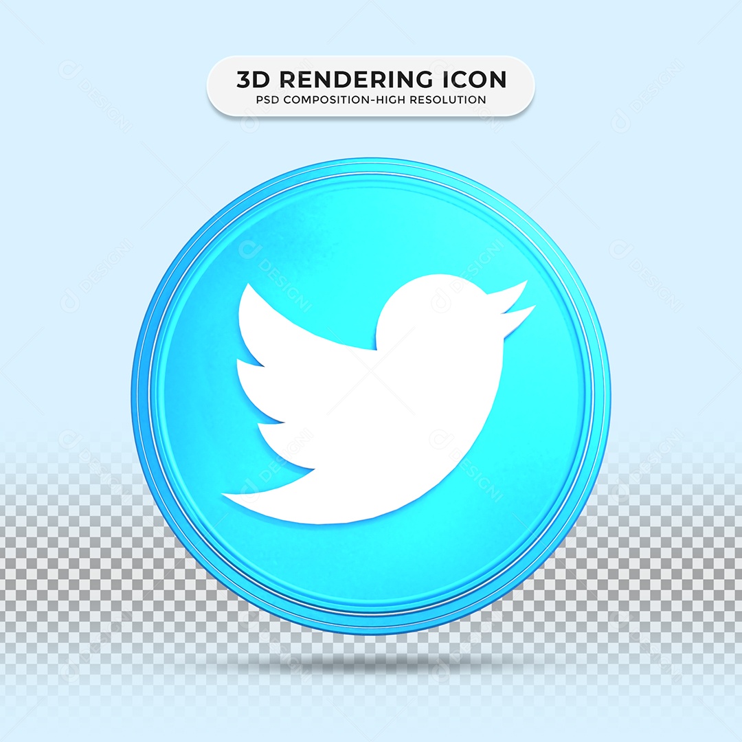 Twitter 3D Elemento Para Composição PSD