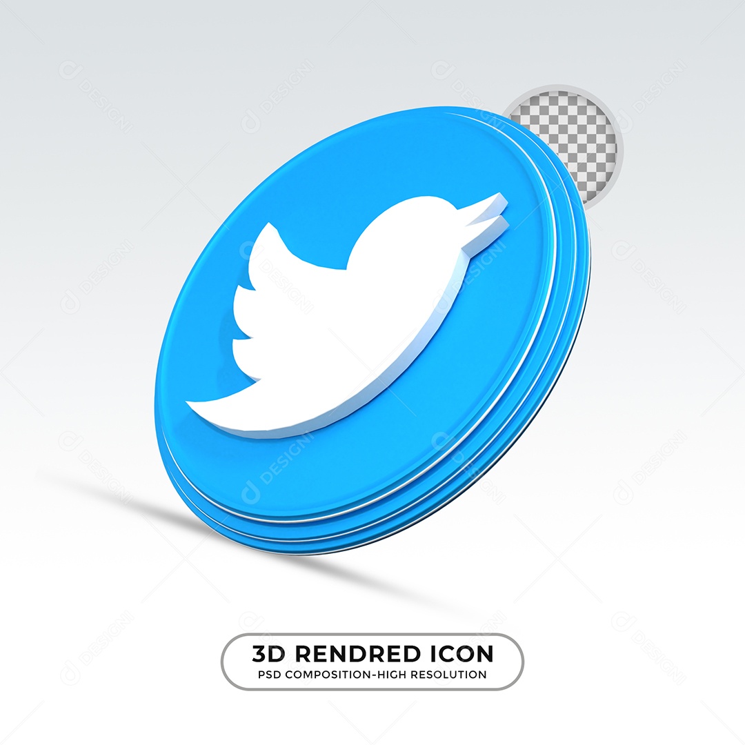 Twitter Ícone 3D Para Composição PSD