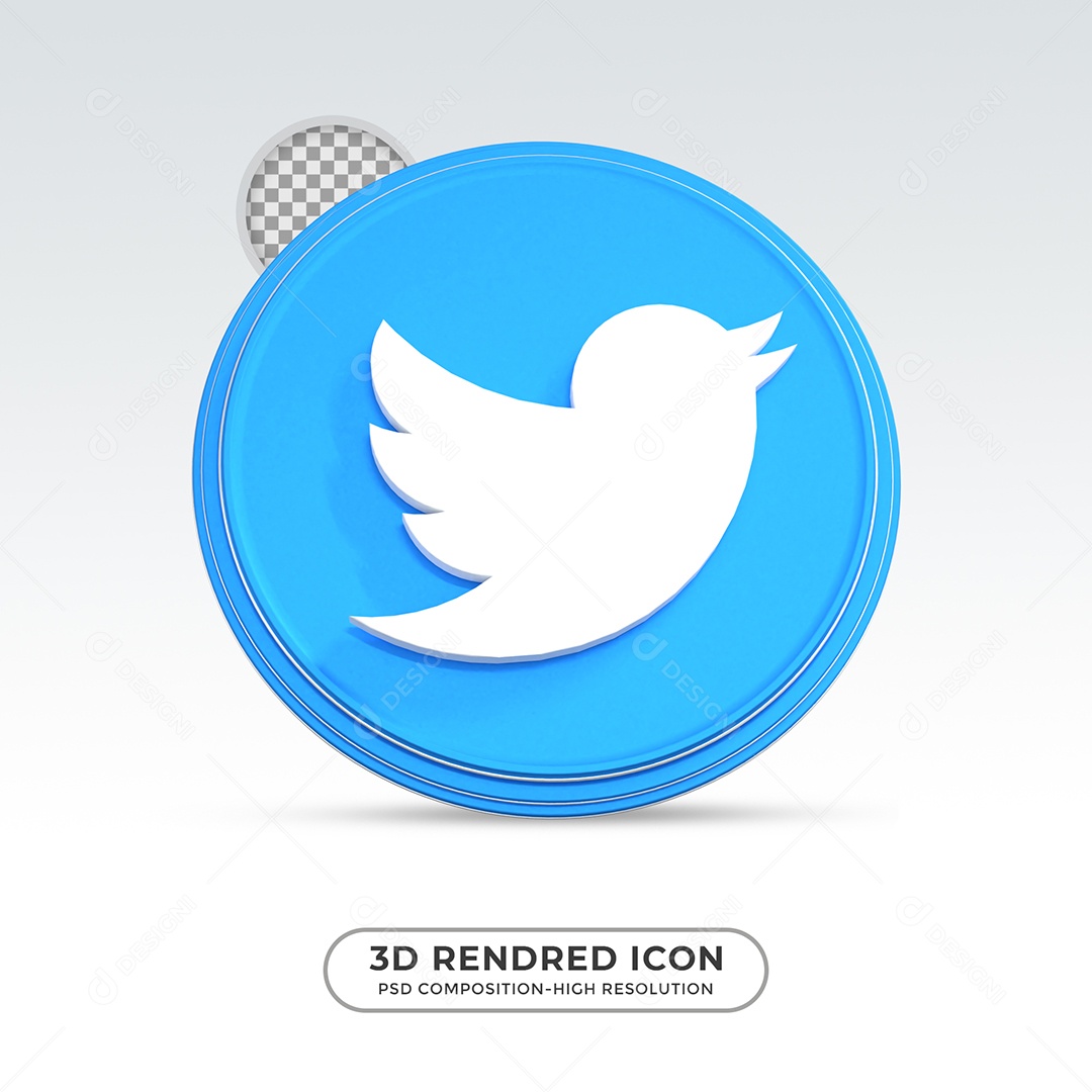 Twitter Elemento 3D Para Composição PSD