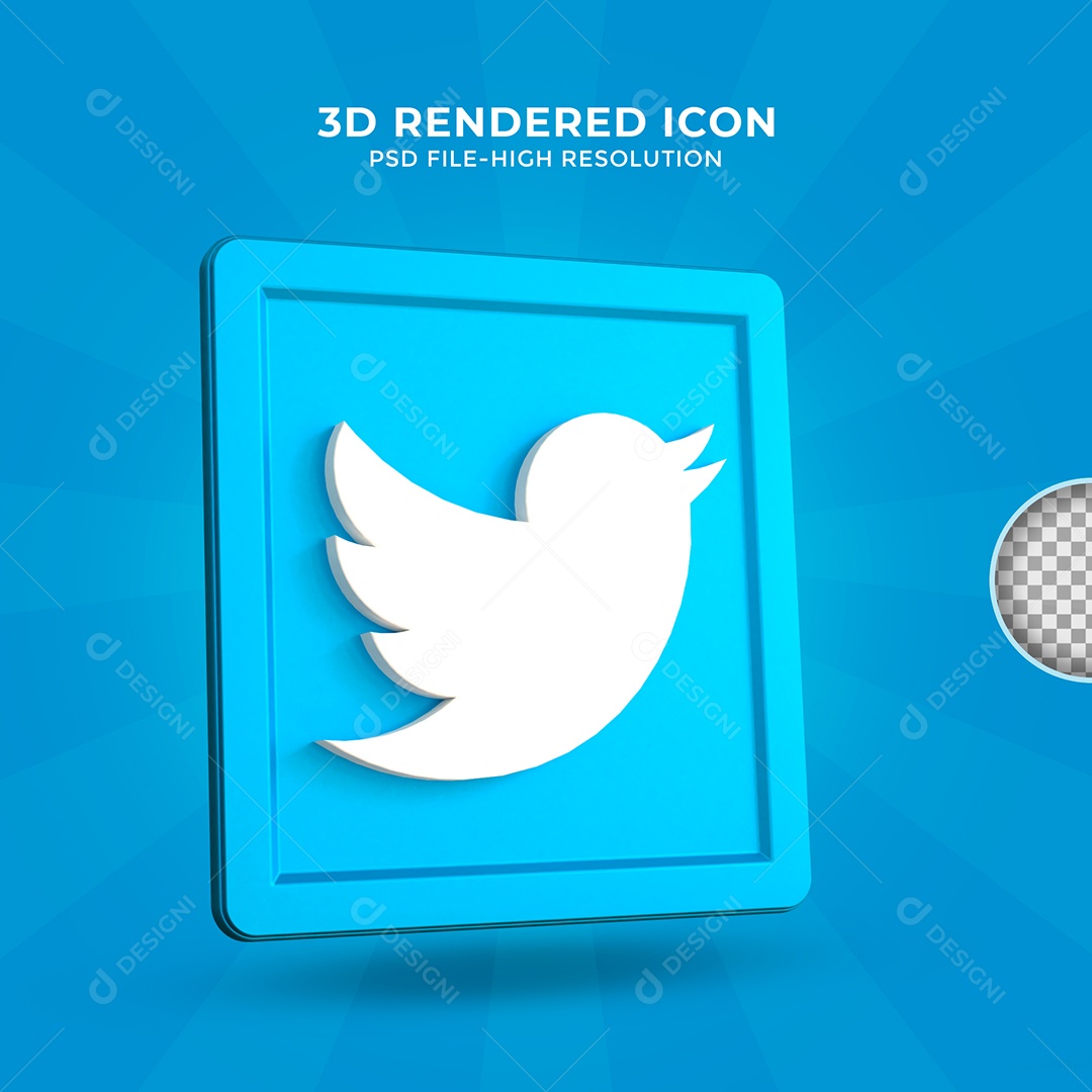 Twitter Elemento 3D Para Composição PSD
