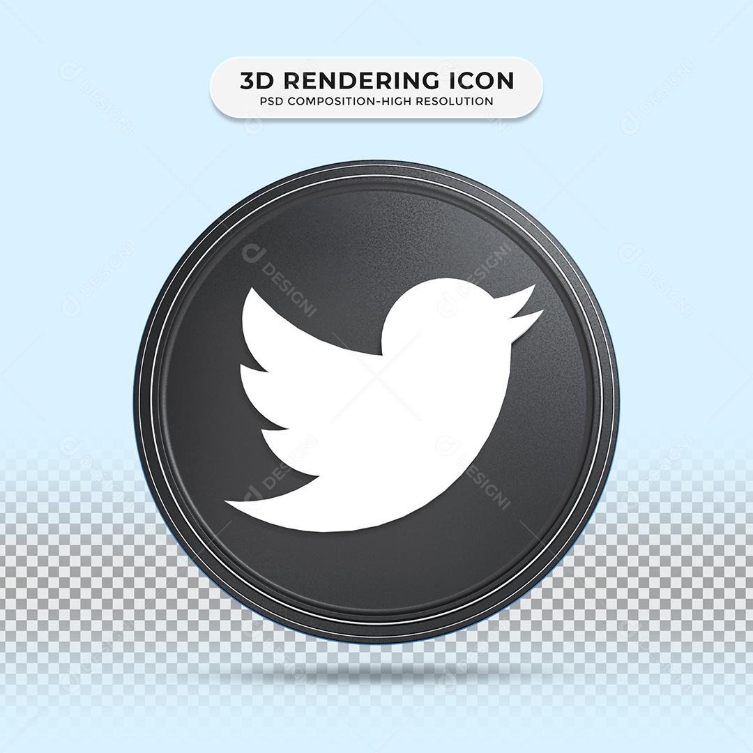 Twitter Ícone 3D Para Composição PSD