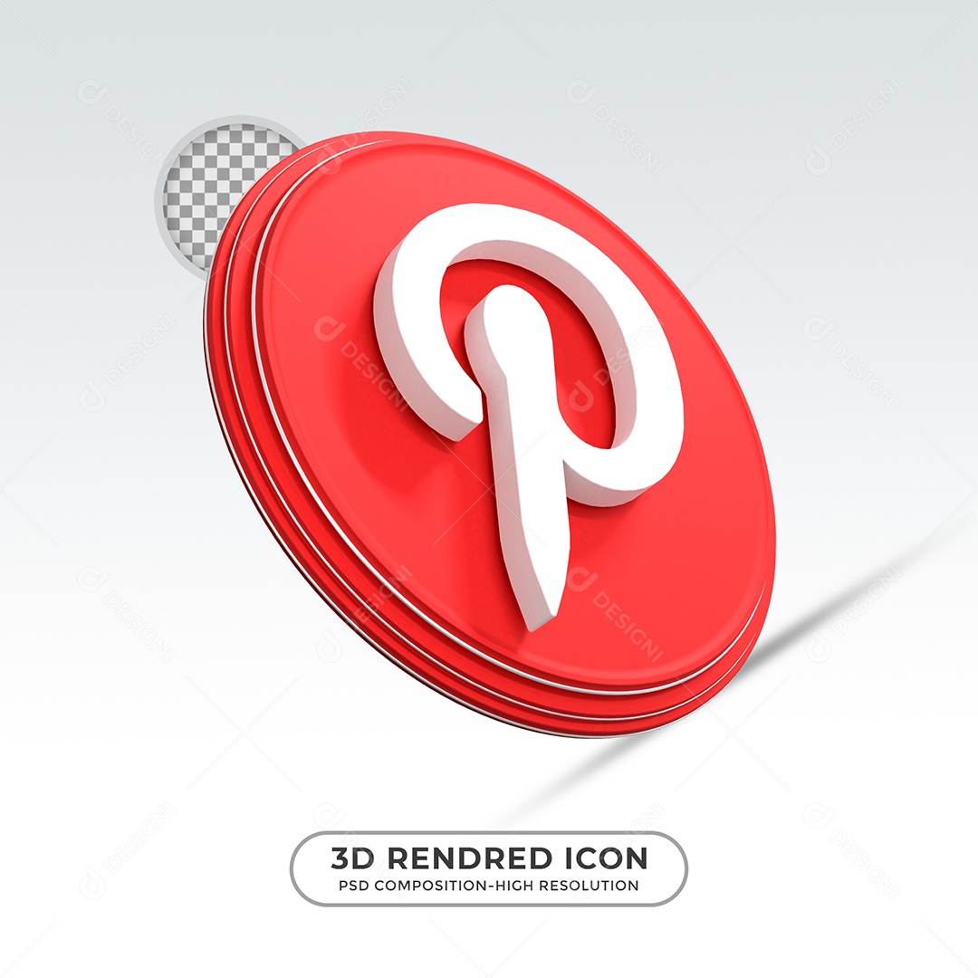 Pinterest 3D Ícone Vermelho Elemento Para Composição PSD