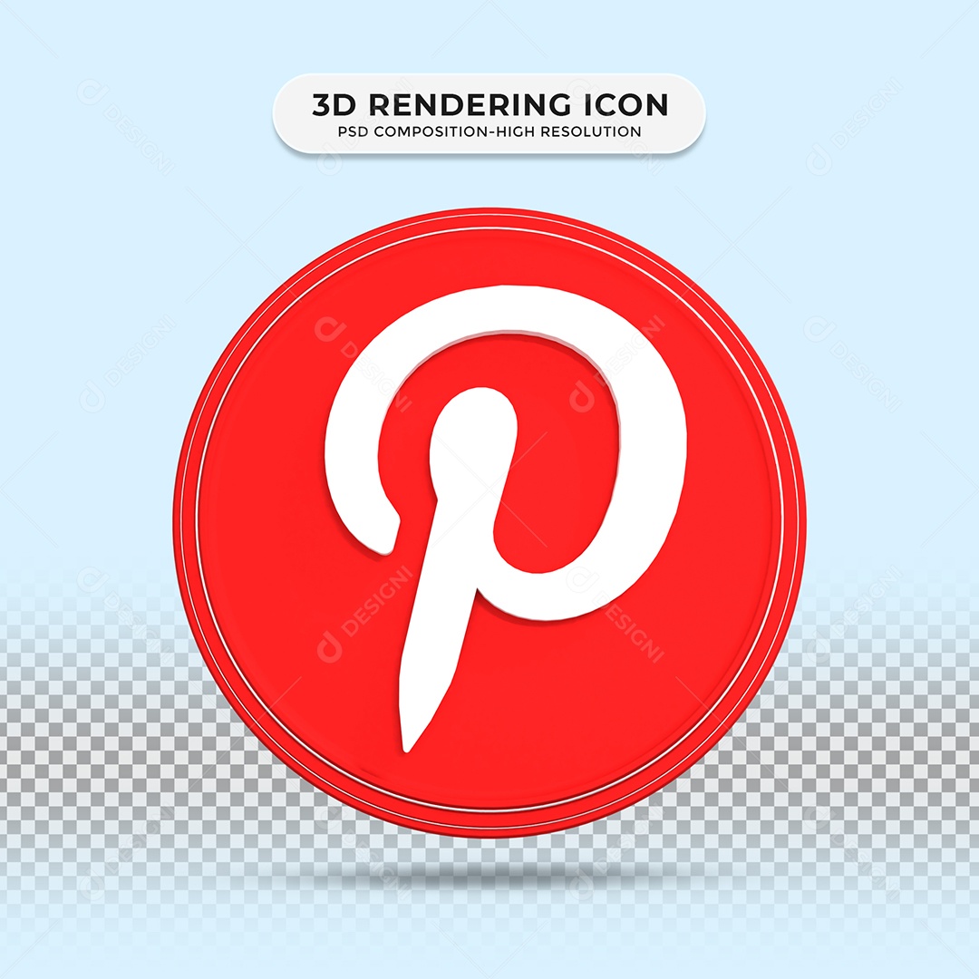 Pinterest 3D Ícone Para Composição PSD