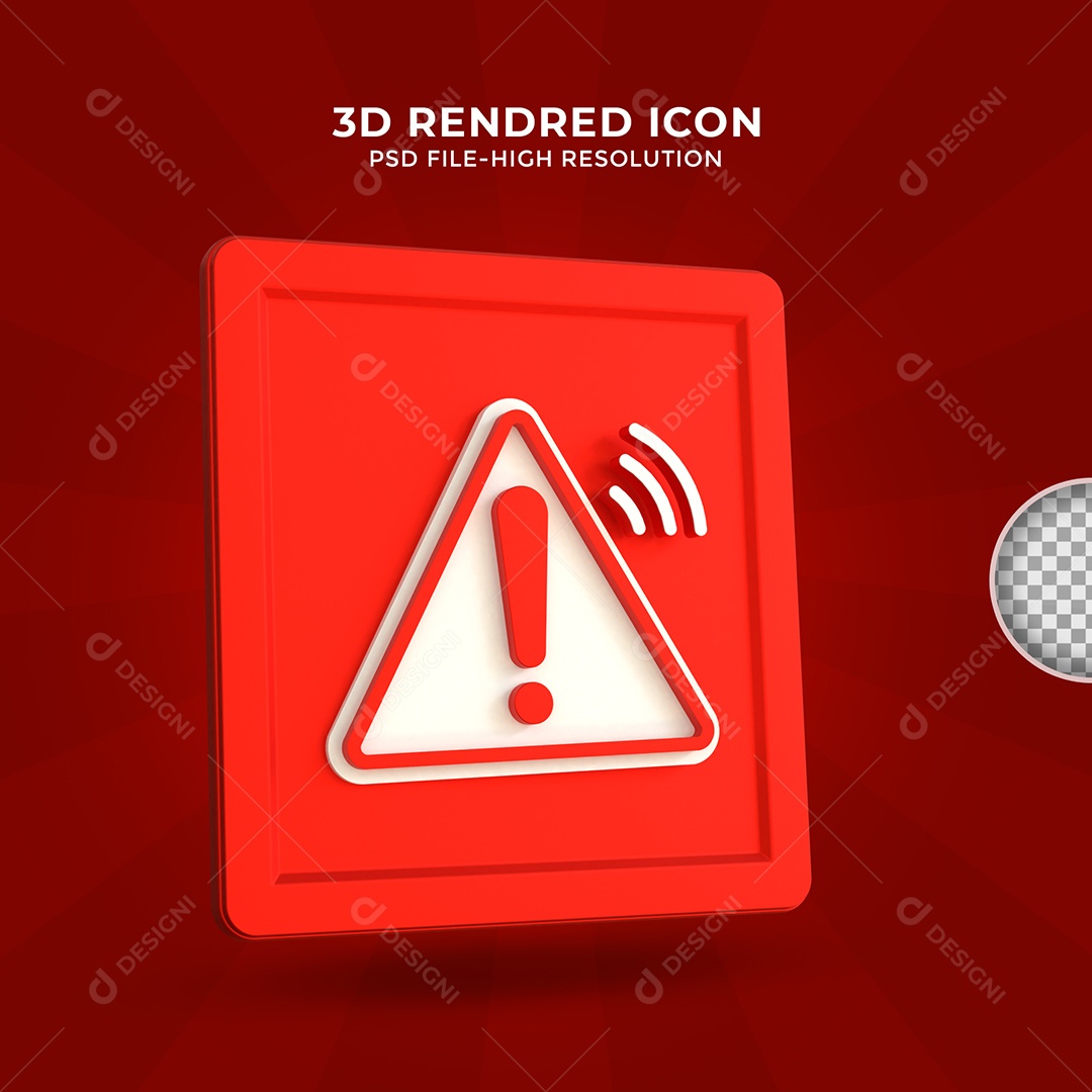 Sinal de Alerta Vermelho Elemento 3D para Composição PSD