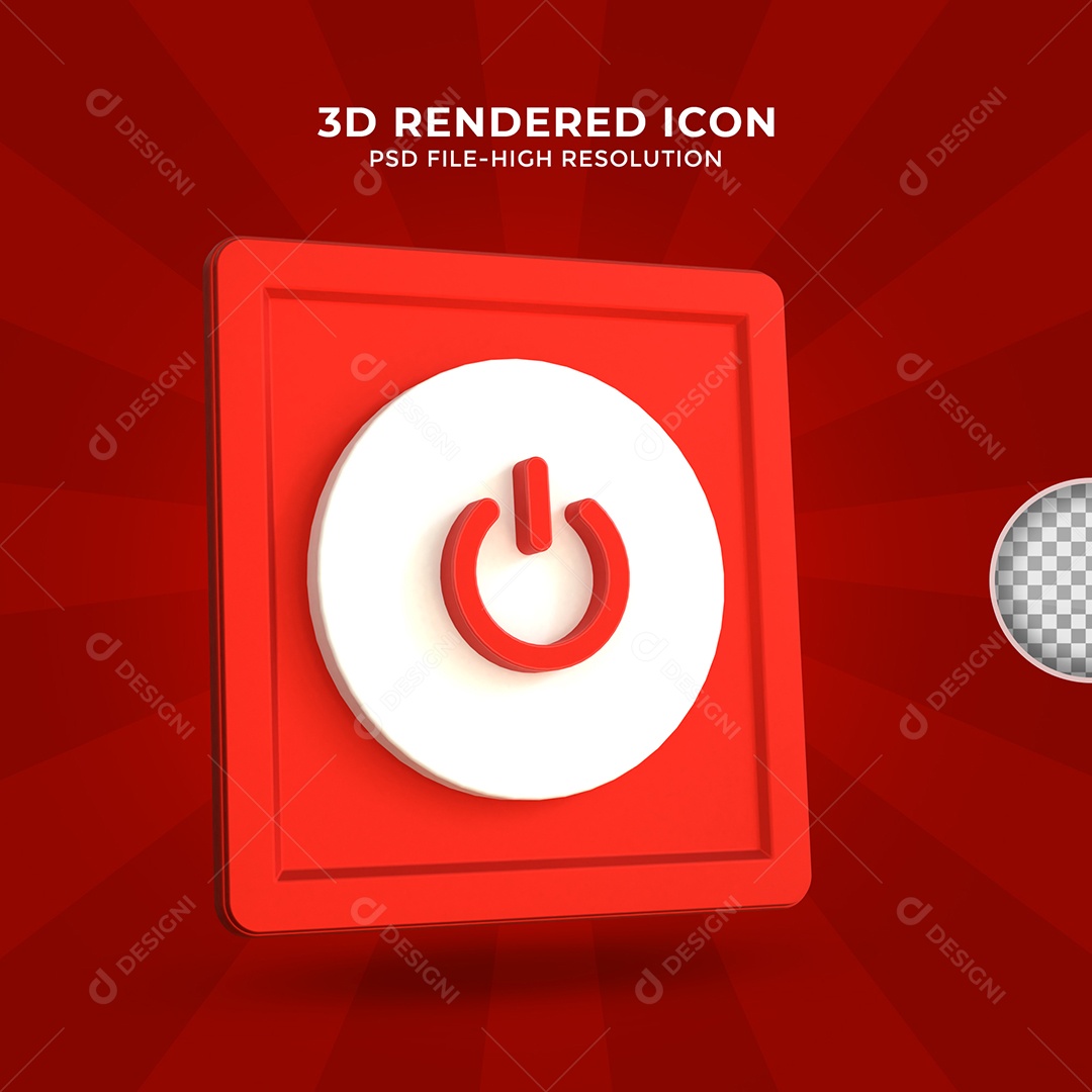 ícone 3D Botão On e Off Elementos para Composição PSD