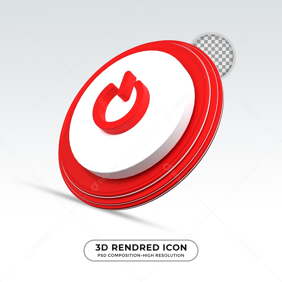 ícones 3D Botão On e Off Elementos para Composição PSD