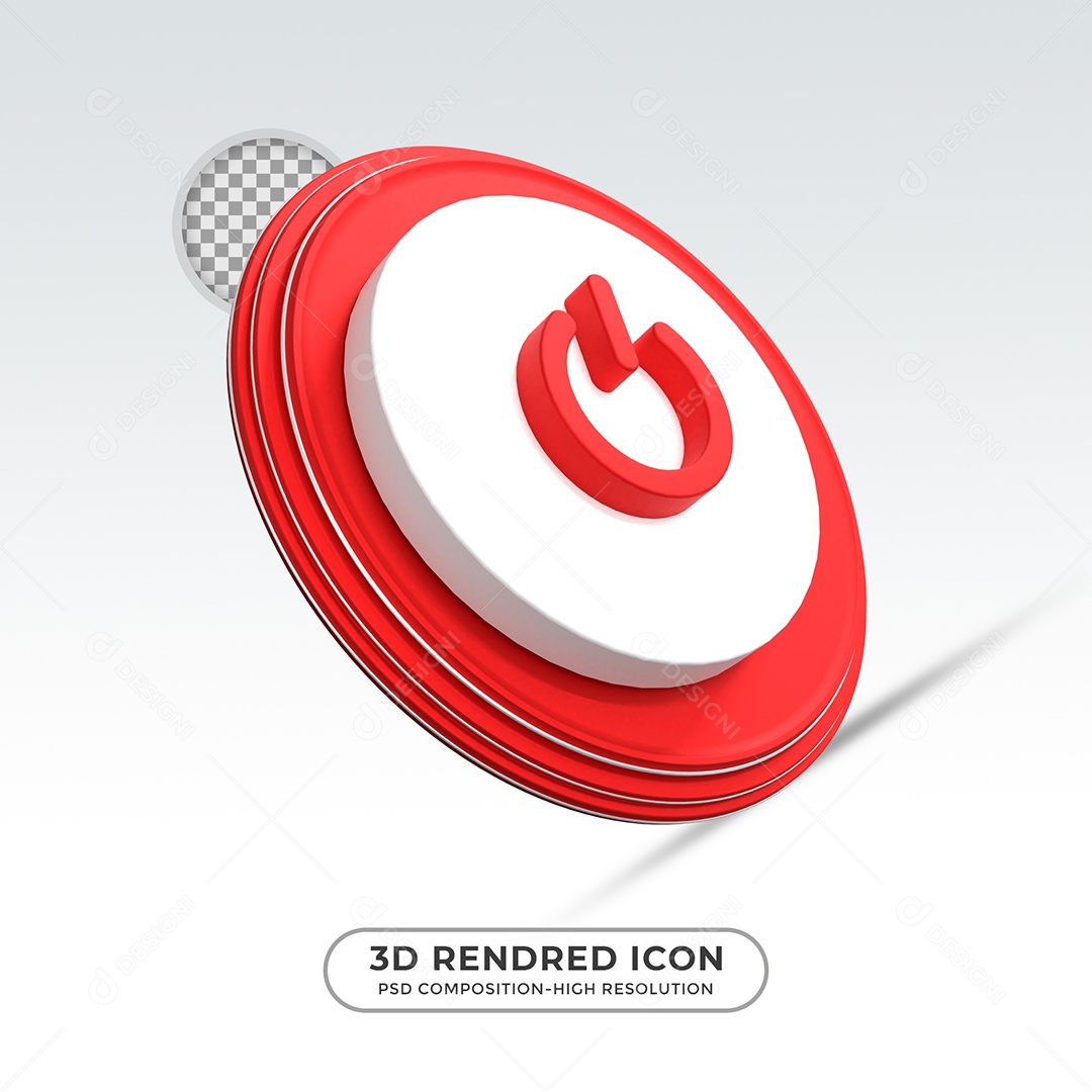 ícone 3D Botão On e Off Elementos para Composição PSD
