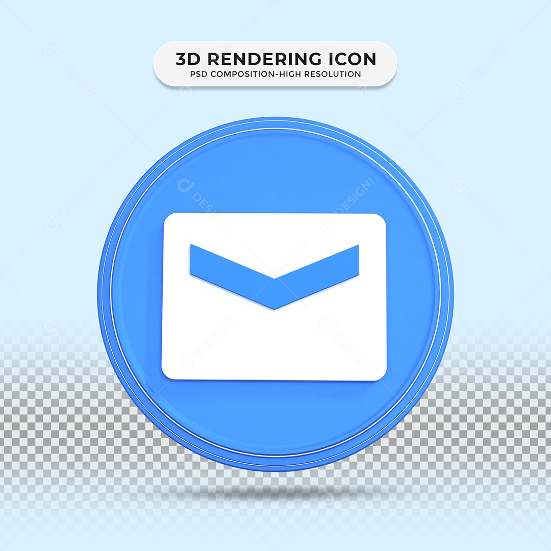 ícone 3D Email Emento para composição PSD