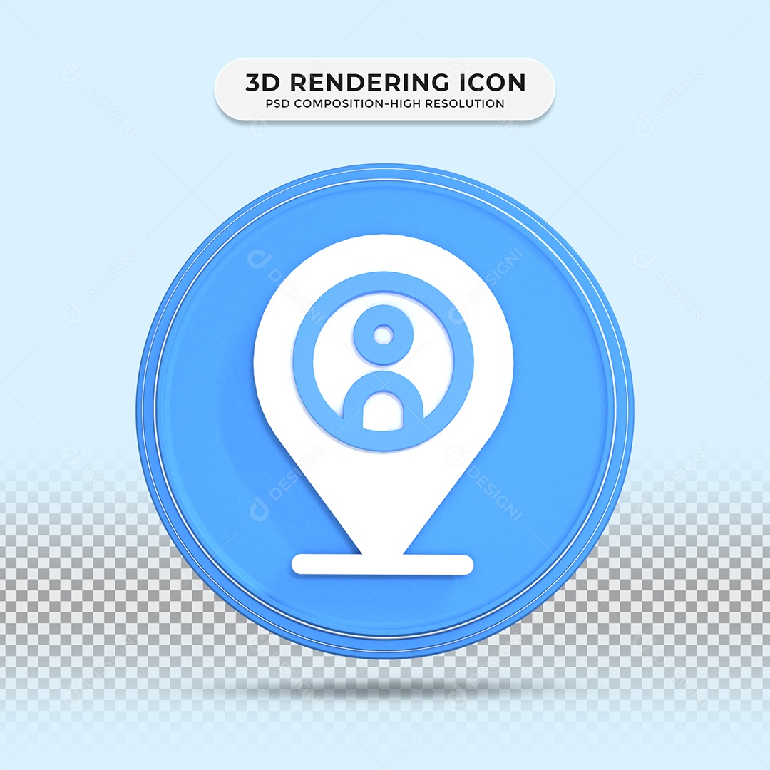 Ícone 3D de Localização branco e azul Elemento para Composição pSD