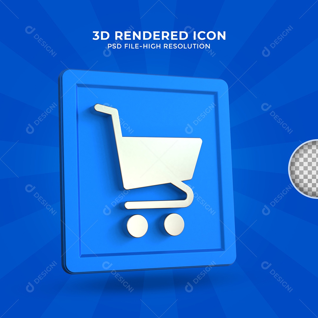 Ícone 3D Carrinho Elemento para Composição PSD