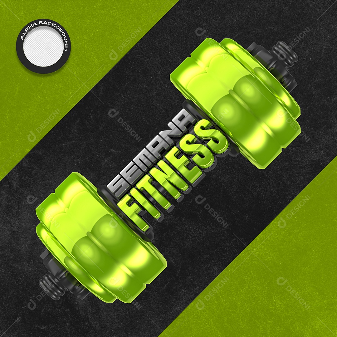 Selo 3D Semana Fitness Halteres Verde PSD