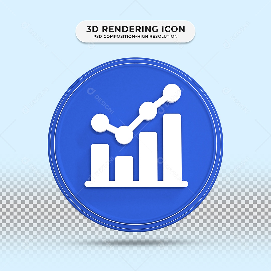 Ícone 3D Gráfico branco e azul para Composição PSD
