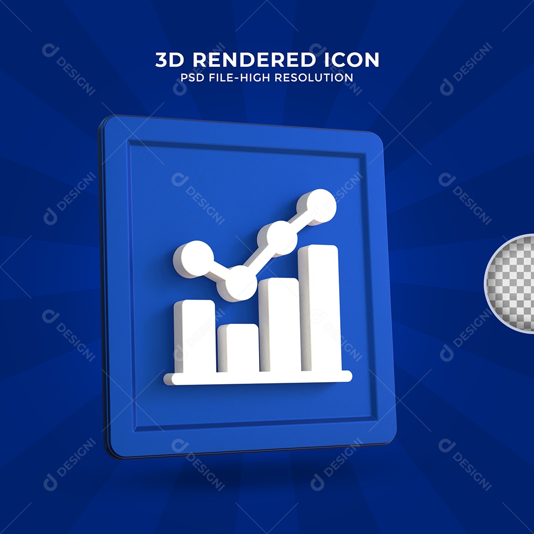 Ícone 3D Gráfico branco e azul para Composição PSD