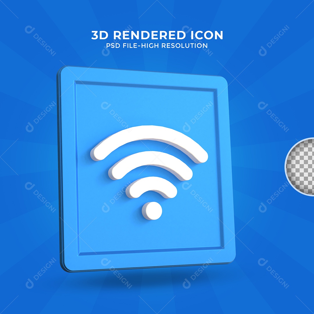 Wifi Ícone 3D Azul e branco para Composição PSD