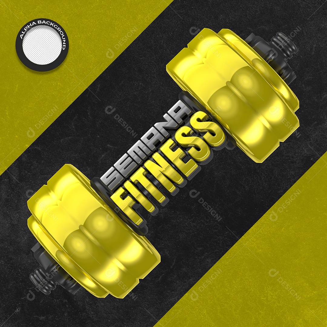 Selo 3D Semana Fitness Halteres Verde PSD