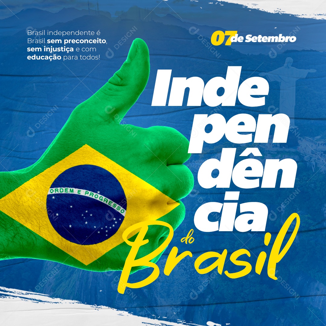 Brasil sem preconceito sem injustiça Dia da independência do Brasil Social Media PSD Editável