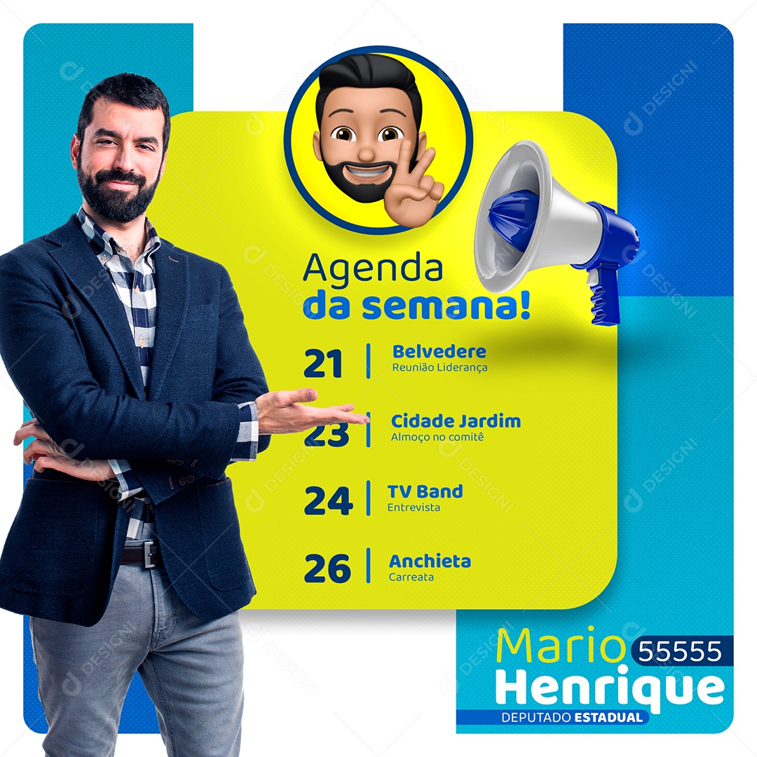 Agenda Semanal Deputado Federal Social Media PSD Editável