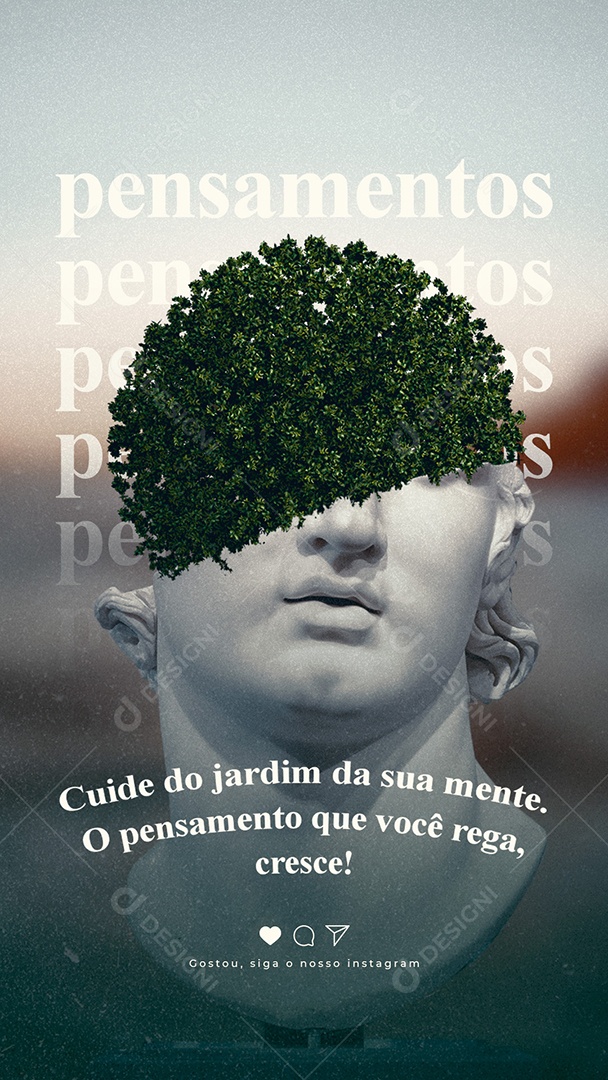 Story Cuide do jardim da sua mente Frase Motivacional Social Media PSD Editável