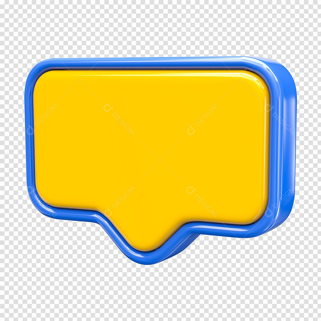 Caixa de Texto Azul e Amarelo Elemento 3D Para Composição PSD