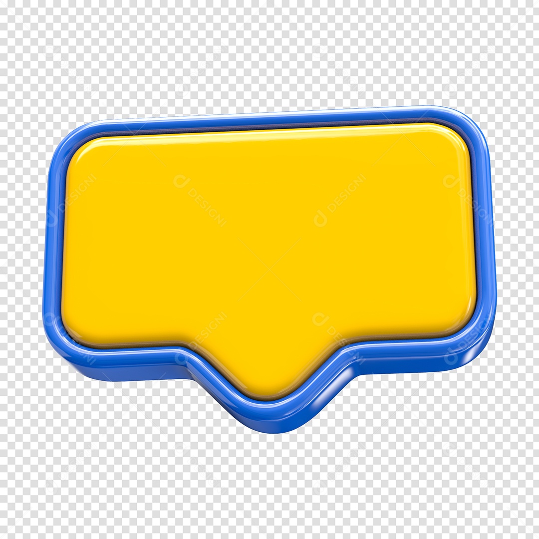 Caixa de Texto Azul e Amarelo Elemento 3D Para Composição PSD