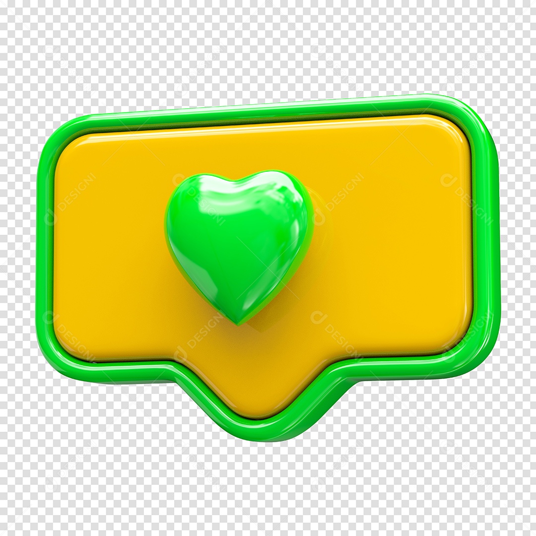 Caixa de Like verde e amarelo Elemento 3D para Composição PSD