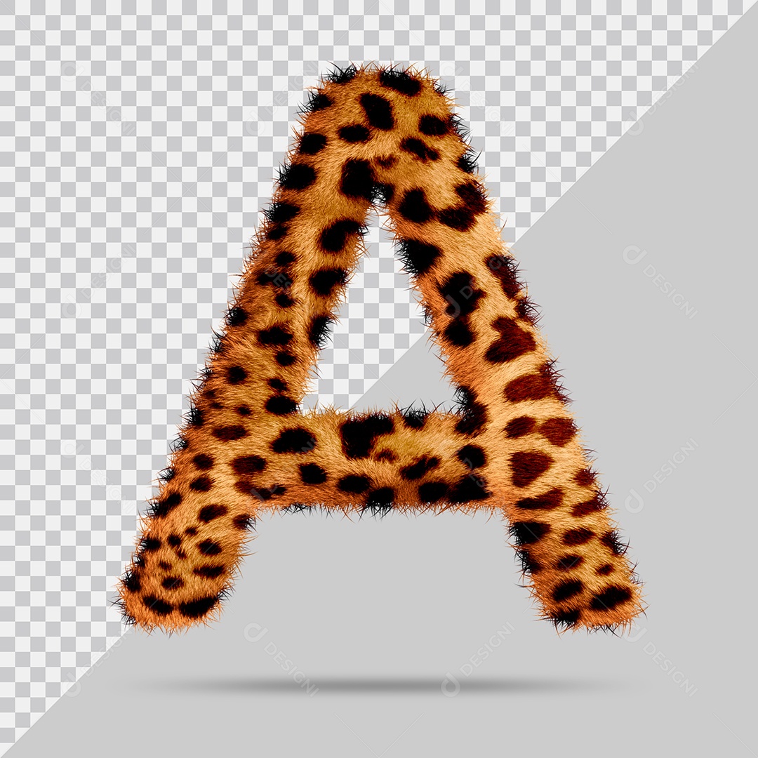 Letra A Maiúscula com pele Pintada Ilustração 3D PSD