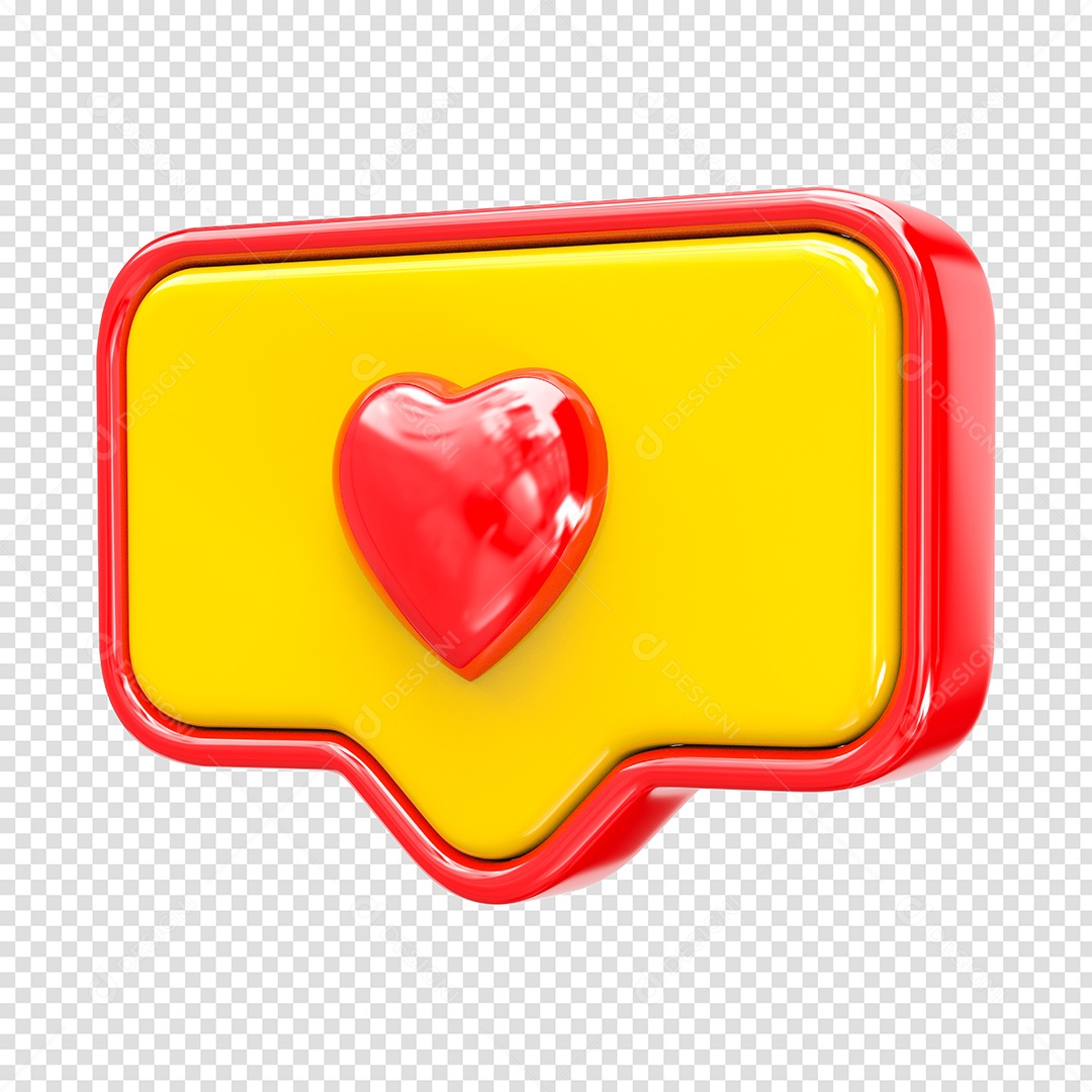 Caixa de Like vermelho e amarelo Elemento 3D para Composição PSD