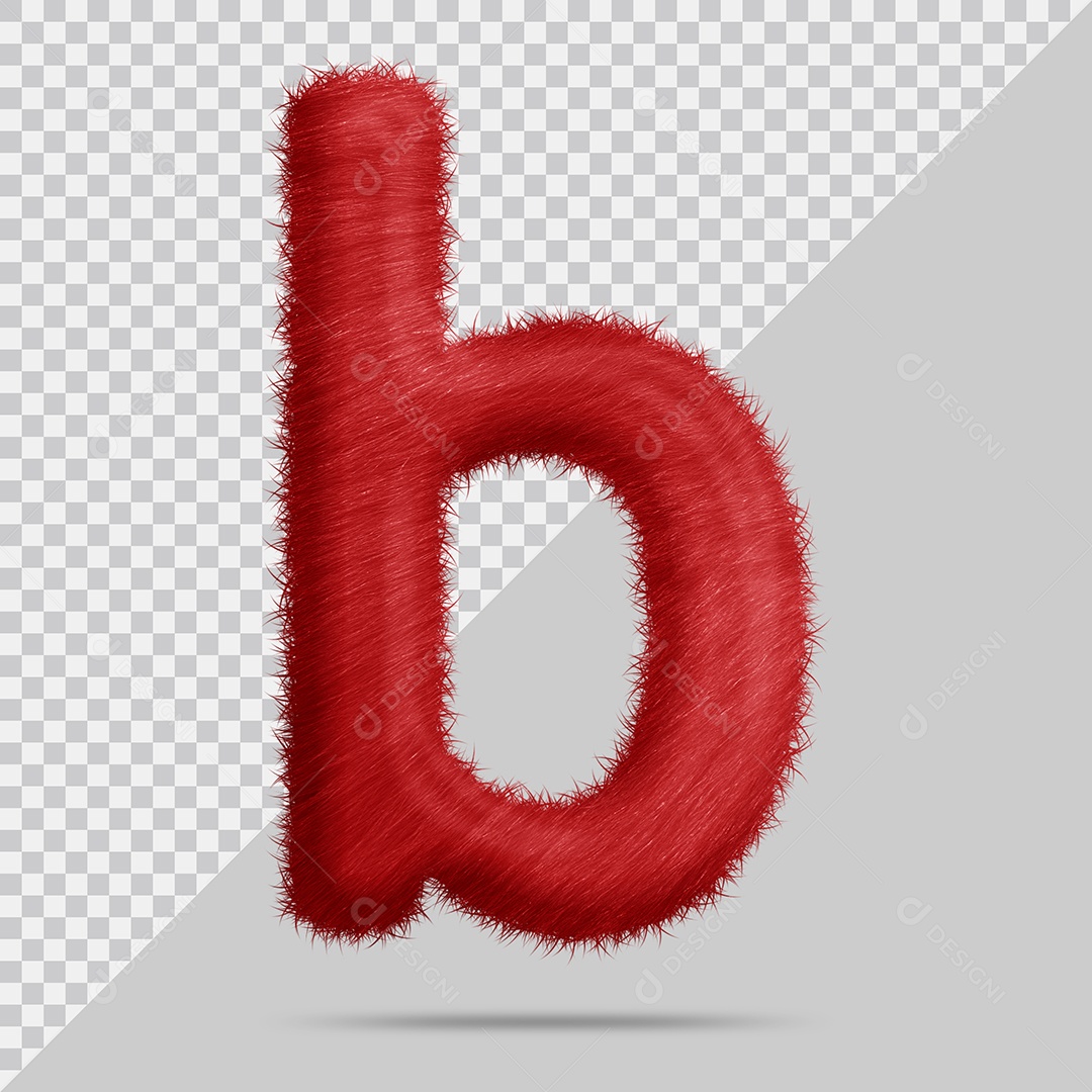 Letra B com pele Vermelha Ilustração 3D PSD