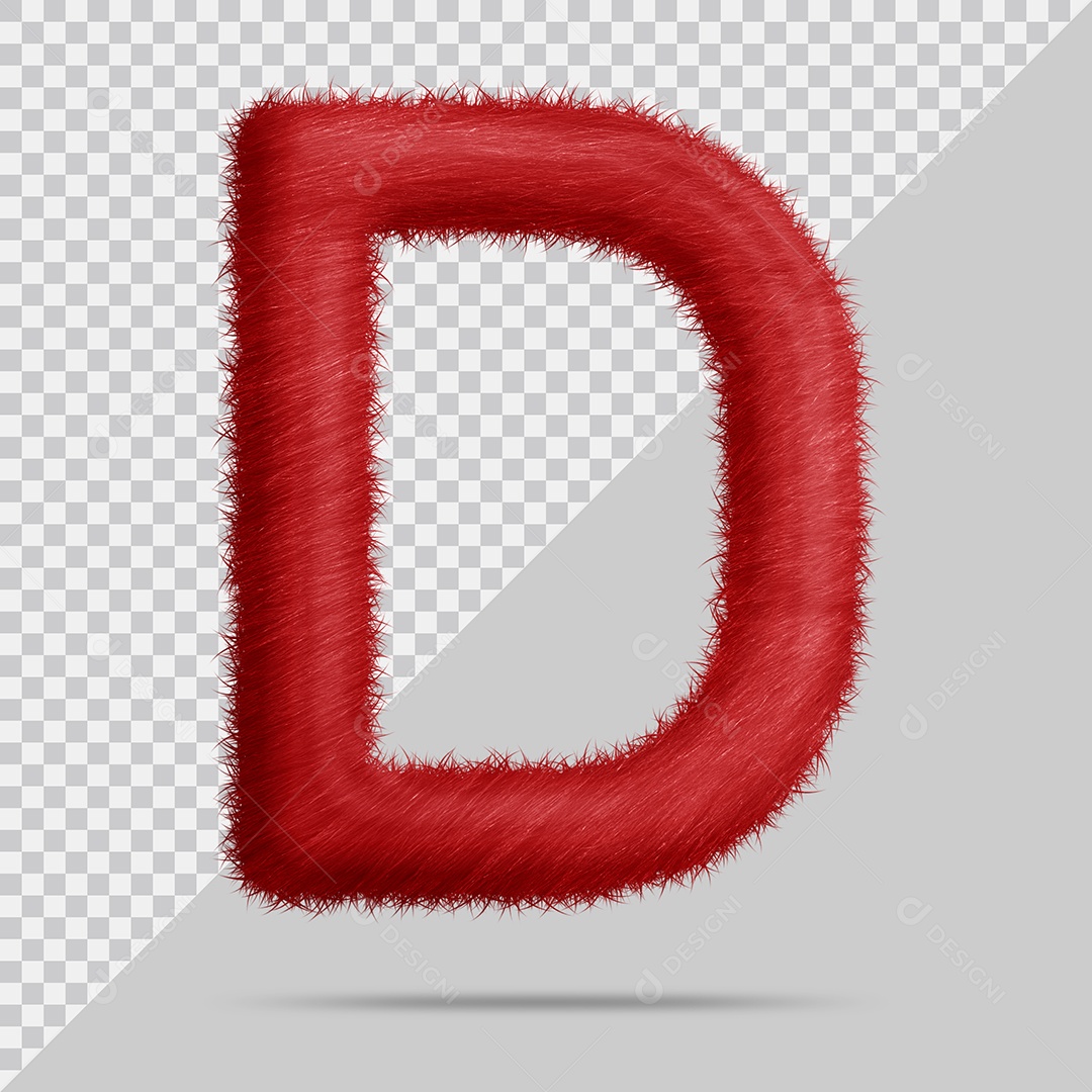 Letra D com pele Vermelha Ilustração 3D PSD